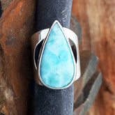 Larimar Teardrop Silver Ring